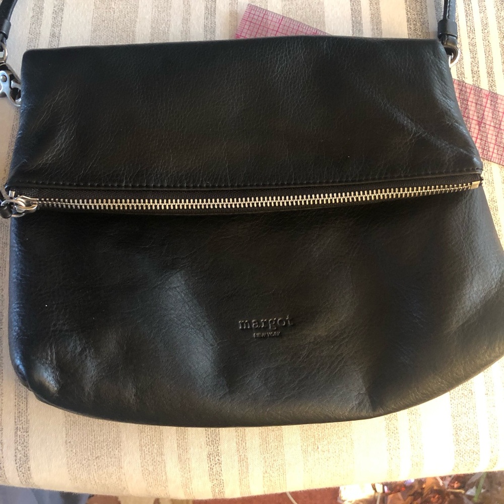 Black leather purse.